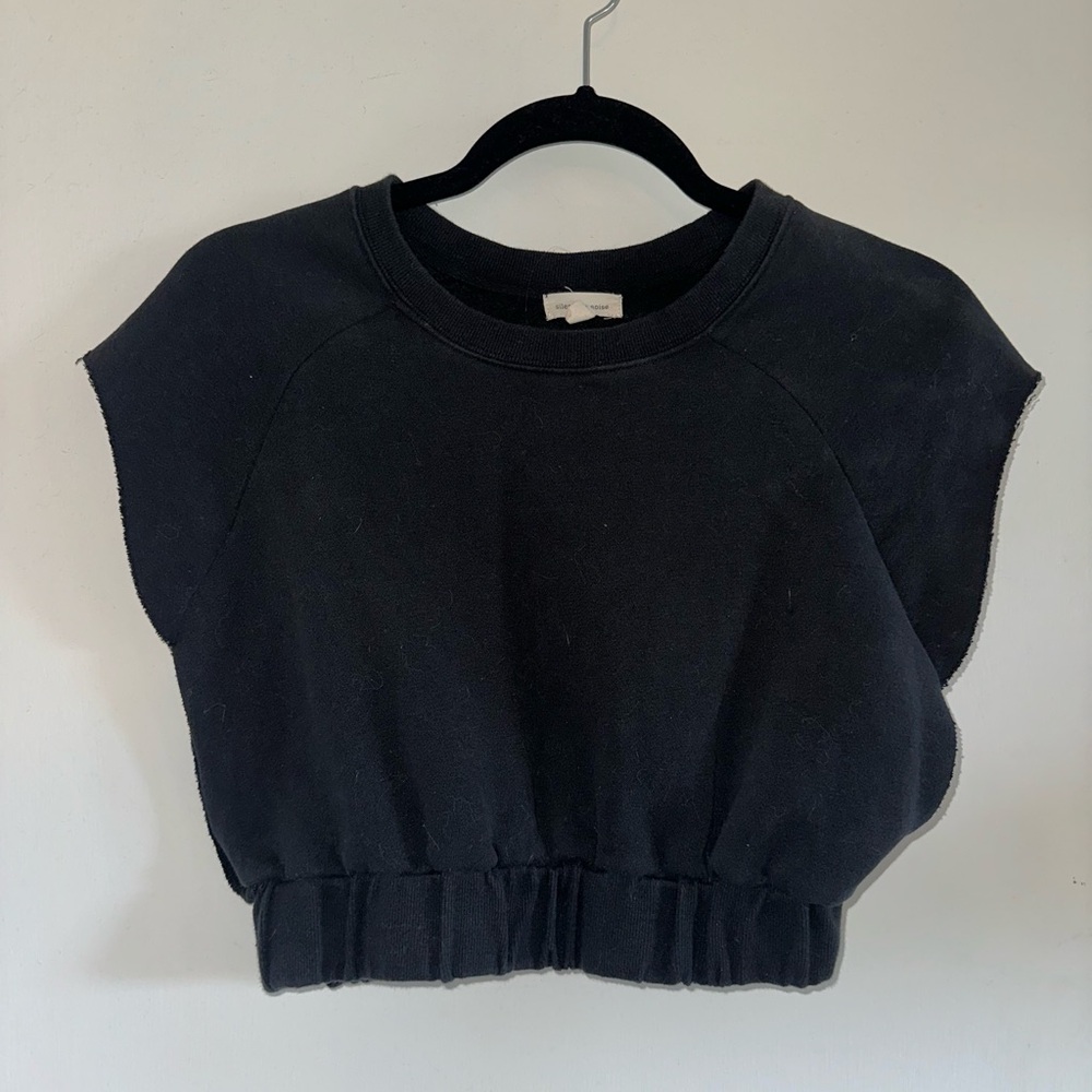 Silence + Noise Black Crop Muscle Sweatshirt